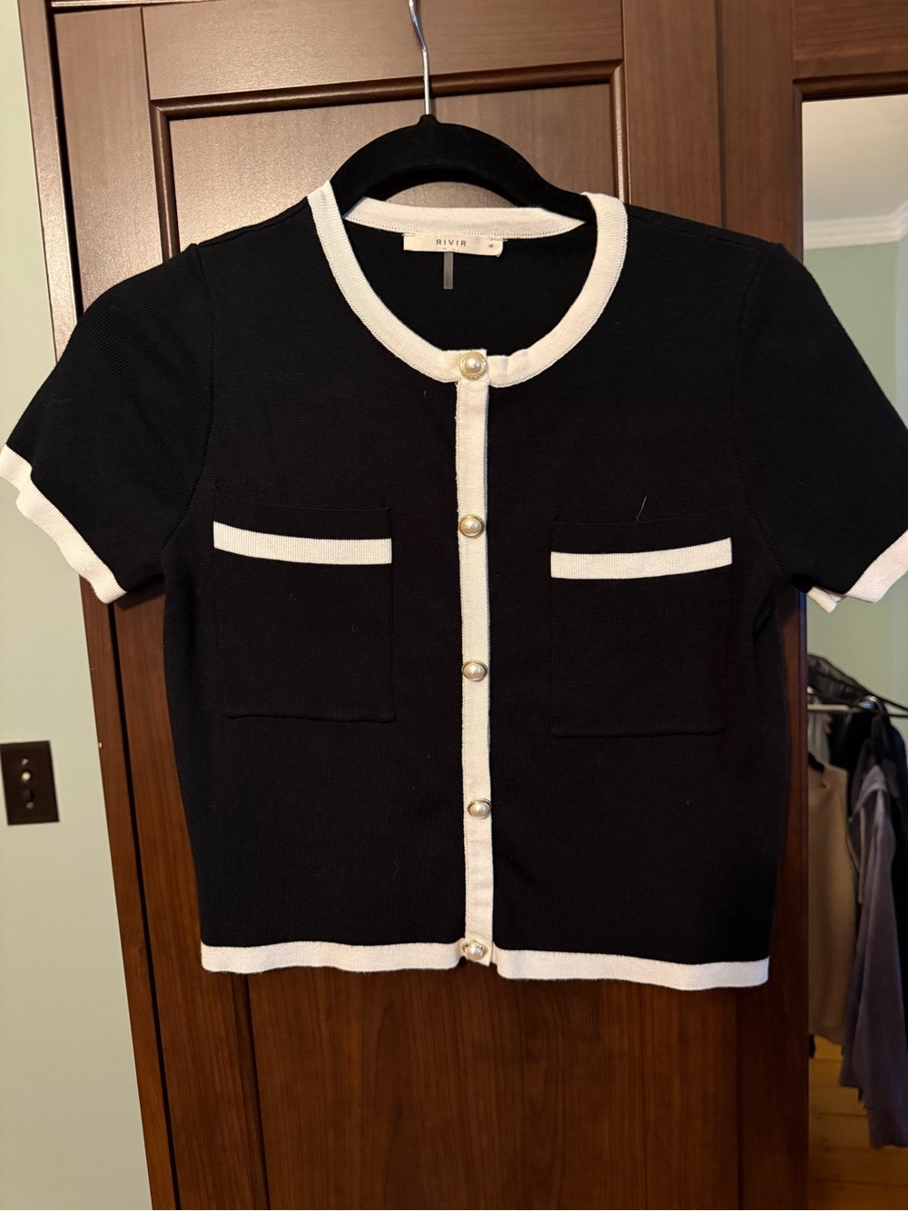 Rivir Short-Sleeve Knit Crop Sweater
